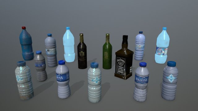 bottle set Model 3D .c4d .max .obj .3ds .fbx .stl .blend 