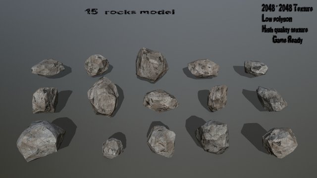 rocks set 3D Model .c4d .max .obj .3ds .fbx .stl .blend 