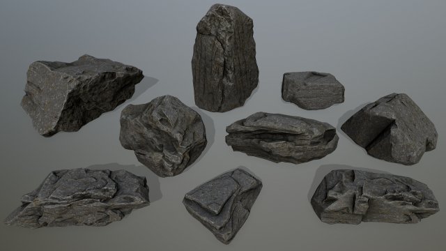rocks set 3D Модель .c4d .max .obj .3ds .fbx .stl .blend 