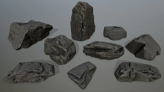 rocks set 3D Model .c4d .max .obj .3ds .fbx .stl .blend