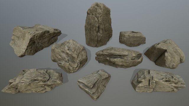 rocks set 3D 모델 .c4d .max .obj .3ds .fbx .stl .blend 
