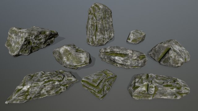 forest rocks set Model 3D .c4d .max .obj .3ds .fbx .stl .blend 