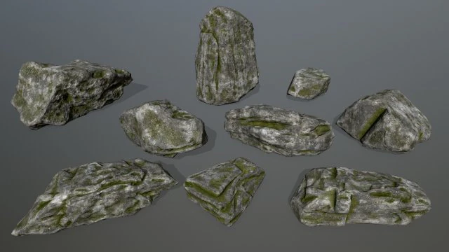 forest rocks set 3D Model .c4d .max .obj .3ds .fbx .stl .blend