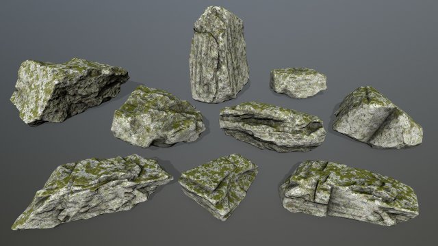 forest rocks set 3D Model .c4d .max .obj .3ds .fbx .stl .blend 