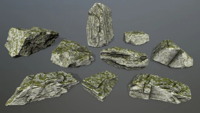 forest rocks set 3D Model .c4d .max .obj .3ds .fbx .stl .blend 