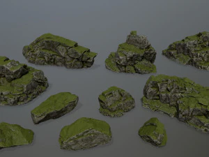 mossy rocks 3D Model