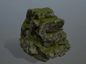 이끼 낀 바위 3D 모델