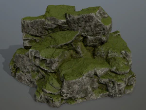 이끼 낀 바위 3D 모델
