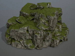이끼 낀 바위 3D 모델