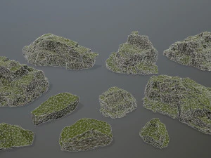 이끼 낀 바위 3D 모델