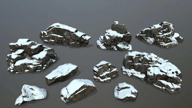 snow rocks 3D Model .c4d .max .obj .3ds .fbx .stl .blend