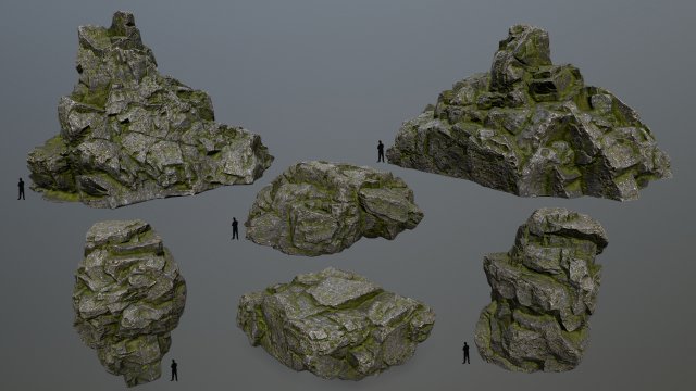 rocks set Model 3D .c4d .max .obj .3ds .fbx .stl .blend 
