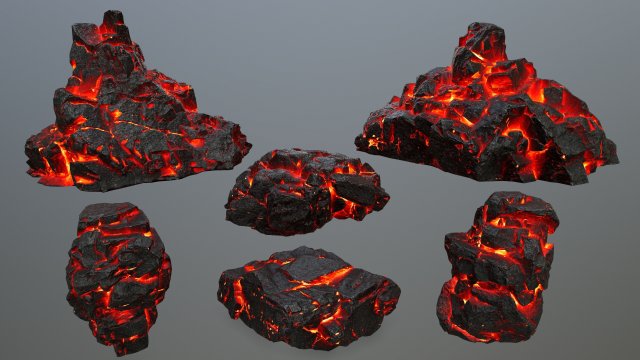 lava rocks 3D Модель .c4d .max .obj .3ds .fbx .stl .blend 