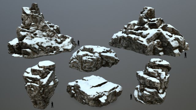 snow rocks 3D 模型 .c4d .max .obj .3ds .fbx .stl .blend