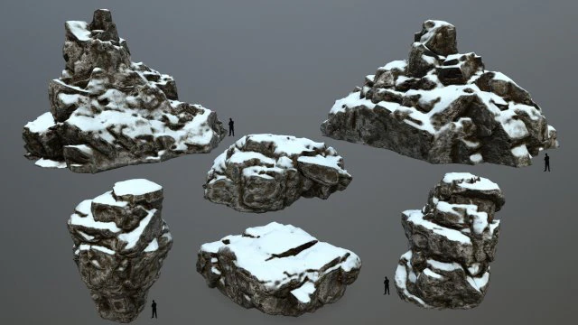 snow rocks 3D Model .c4d .max .obj .3ds .fbx .stl .blend 
