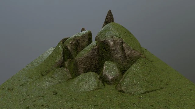 mossy rocks 3D Model .c4d .max .obj .3ds .fbx .stl .blend 