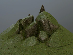 이끼 낀 바위 3D 모델
