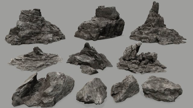 rock set 3D 模型 .c4d .max .obj .3ds .fbx .stl .blend 