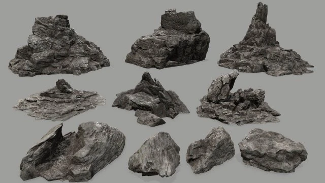 rock set 3D Model .c4d .max .obj .3ds .fbx .stl .blend