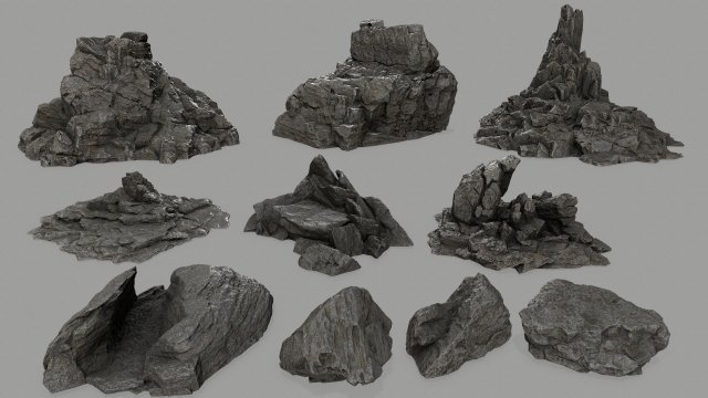 rock set 3D Модель .c4d .max .obj .3ds .fbx .stl .blend 