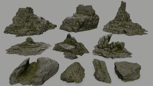rock set Model 3D .c4d .max .obj .3ds .fbx .stl .blend 
