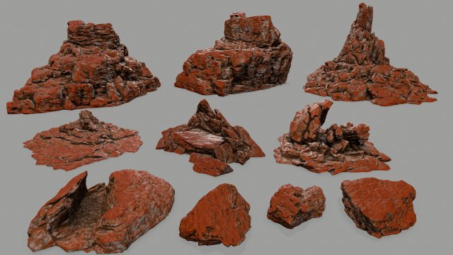 rock set 3D Model .c4d .max .obj .3ds .fbx .stl .blend 