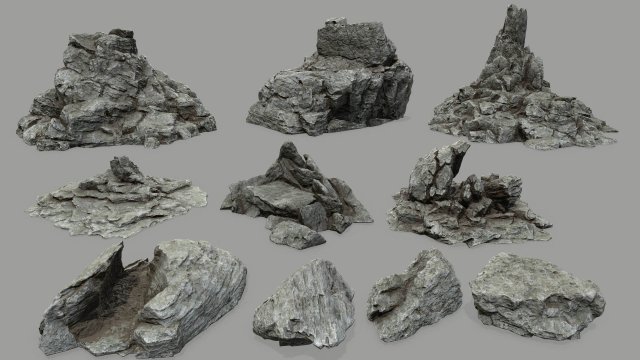 rocks set 3D Model .c4d .max .obj .3ds .fbx .stl .blend 