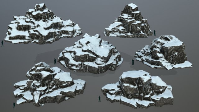 snow rocks 3D Модель .c4d .max .obj .3ds .fbx .stl .blend