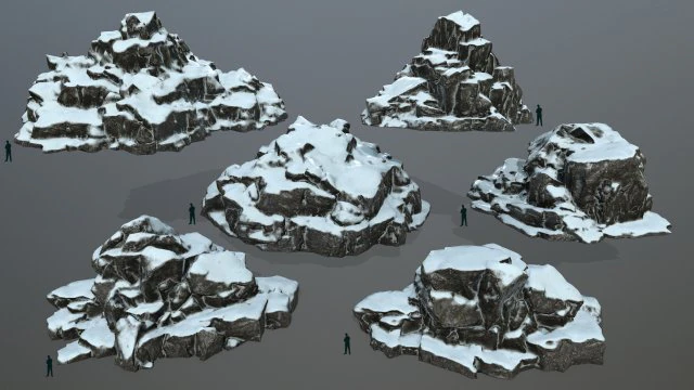 snow rocks 3D Model .c4d .max .obj .3ds .fbx .stl .blend