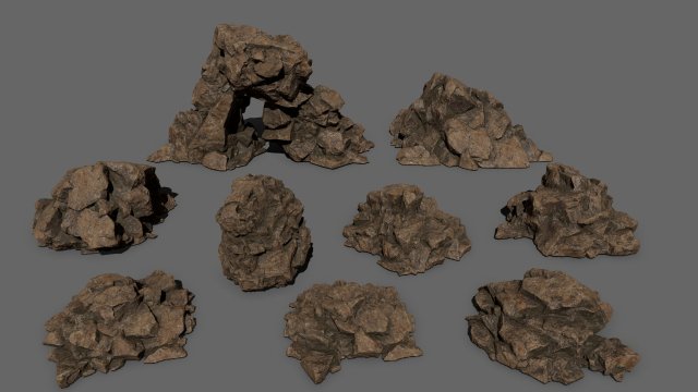 desert rock set 3D 모델 .c4d .max .obj .3ds .fbx .stl .blend 