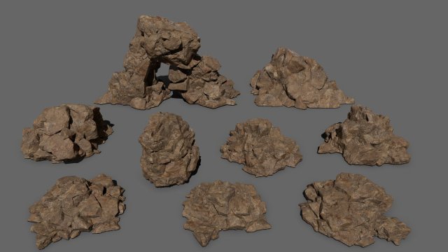 desert rock set 3D Model .c4d .max .obj .3ds .fbx .stl .blend 