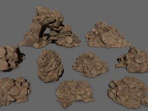 रेगिस्तानी चट्टान सेट 3D मॉडल