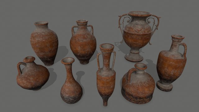 vase set Model 3D .c4d .max .obj .3ds .fbx .stl .blend 