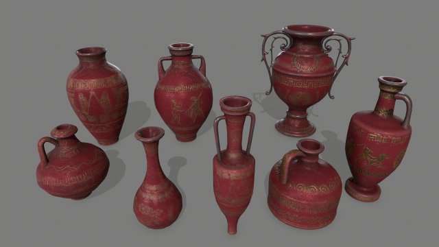 vase set 3D मॉडल .c4d .max .obj .3ds .fbx .stl .blend