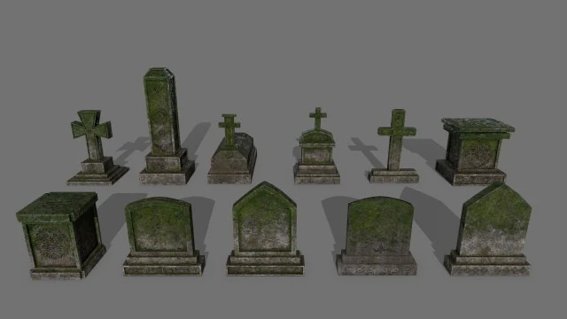 tombstone set 3D Model .c4d .max .obj .3ds .fbx .stl .blend 