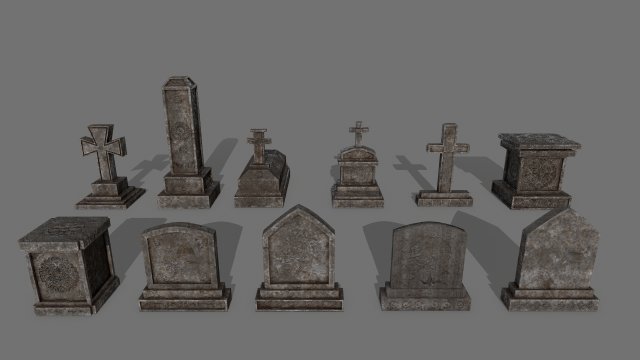 tombstone set 3D मॉडल .c4d .max .obj .3ds .fbx .stl .blend 