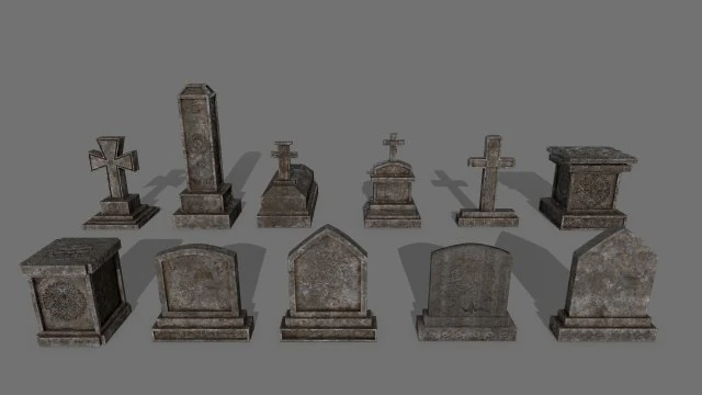 tombstone set 3D Model .c4d .max .obj .3ds .fbx .stl .blend 