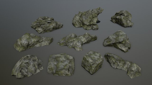 cliff rock set Model 3D .c4d .max .obj .3ds .fbx .stl .blend 