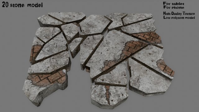 stone set Model 3D .c4d .max .obj .3ds .fbx .stl .blend 