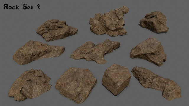 desert rock set 1 3D Model .c4d .max .obj .3ds .fbx .stl .blend