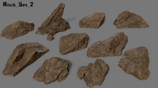 desert rock set 2 3D-Modell .c4d .max .obj .3ds .fbx .stl .blend 