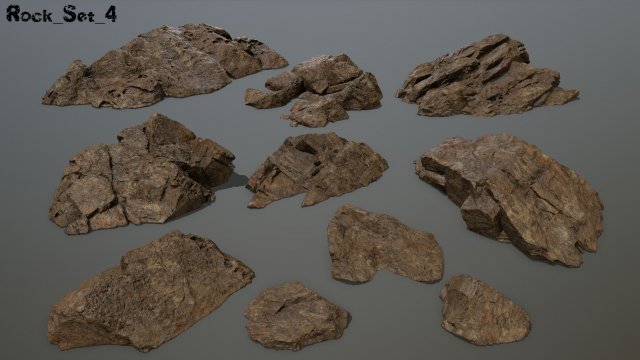 desert rock set 4 Model 3D .c4d .max .obj .3ds .fbx .stl .blend 