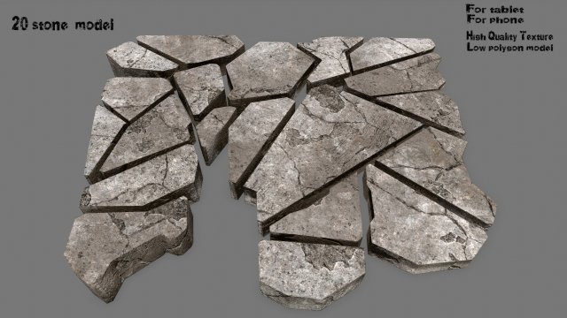 stone set 3D Model .c4d .max .obj .3ds .fbx .stl .blend 