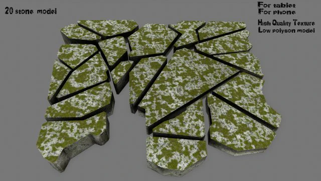 stone set 3D Model .c4d .max .obj .3ds .fbx .stl .blend 