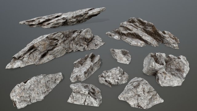 rock set 3D Model .c4d .max .obj .3ds .fbx .stl .blend 