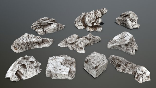 rock set 3D Модель .c4d .max .obj .3ds .fbx .stl .blend 