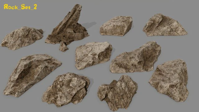 desert rock set 3D Model .c4d .max .obj .3ds .fbx .stl .blend