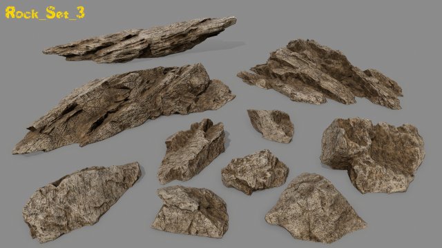 desert rock set 3D 模型 .c4d .max .obj .3ds .fbx .stl .blend 