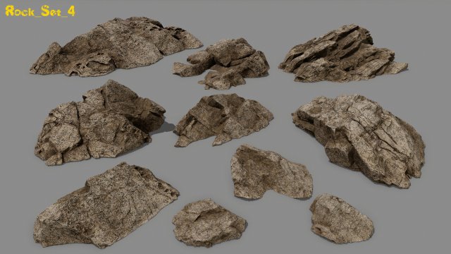 desert rock set 3D Model .c4d .max .obj .3ds .fbx .stl .blend 