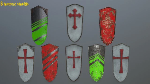 shield set 3D Model .c4d .max .obj .3ds .fbx .stl .blend 